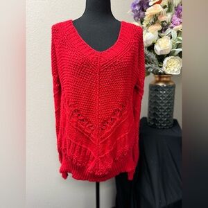 Maurices Red V-Neck Knit Sweater